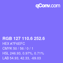 カラーコード: RGB 127 110.6 252.6 | qconv.com