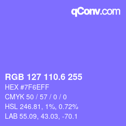 カラーコード: RGB 127 110.6 255 | qconv.com