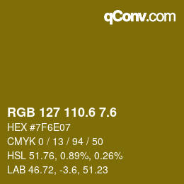 カラーコード: RGB 127 110.6 7.6 | qconv.com
