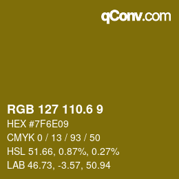 カラーコード: RGB 127 110.6 9 | qconv.com