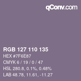 颜色代码: RGB 127 110 135 | qconv.com