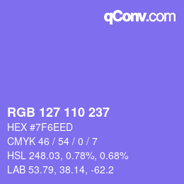 Color code: RGB 127 110 237 | qconv.com