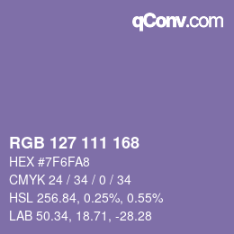 カラーコード: RGB 127 111 168 | qconv.com