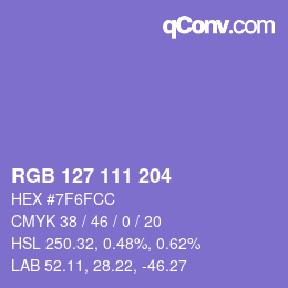 Color code: RGB 127 111 204 | qconv.com