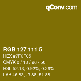 Color code: RGB 127 111 5 | qconv.com