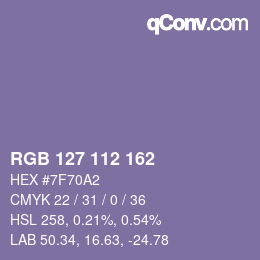 カラーコード: RGB 127 112 162 | qconv.com
