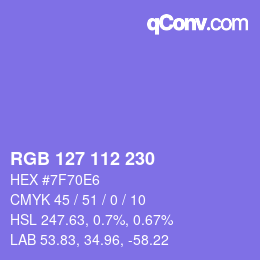 Farbcode: RGB 127 112 230 | qconv.com