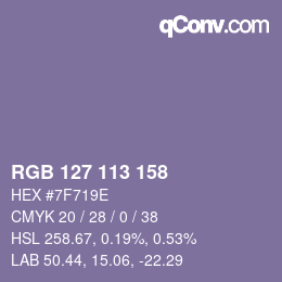 カラーコード: RGB 127 113 158 | qconv.com