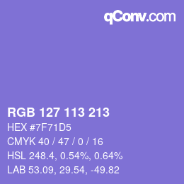 Color code: RGB 127 113 213 | qconv.com