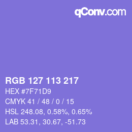 Color code: RGB 127 113 217 | qconv.com