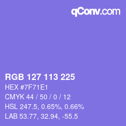 颜色代码: RGB 127 113 225 | qconv.com