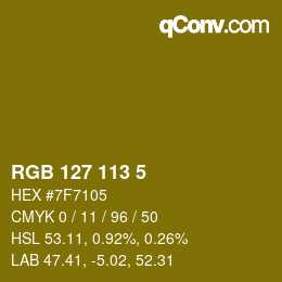Color code: RGB 127 113 5 | qconv.com