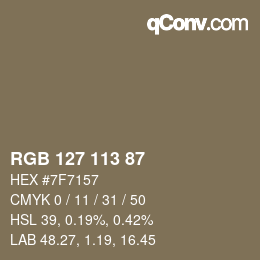 颜色代码: RGB 127 113 87 | qconv.com