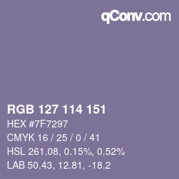 Farbcode: RGB 127 114 151 | qconv.com