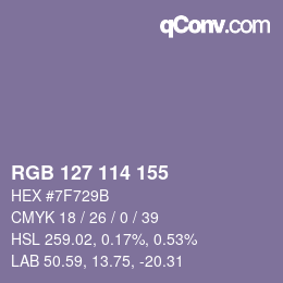 カラーコード: RGB 127 114 155 | qconv.com