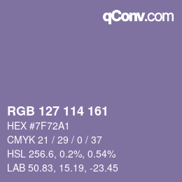 颜色代码: RGB 127 114 161 | qconv.com