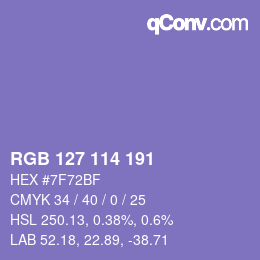カラーコード: RGB 127 114 191 | qconv.com