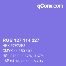 颜色代码: RGB 127 114 227 | qconv.com