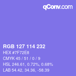 Color code: RGB 127 114 232 | qconv.com