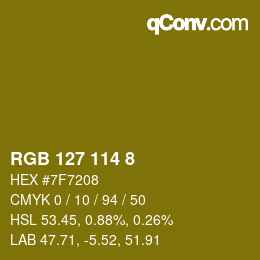 Color code: RGB 127 114 8 | qconv.com