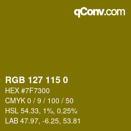 Color code: RGB 127 115 0 | qconv.com