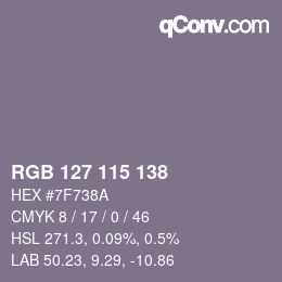 Color code: RGB 127 115 138 | qconv.com