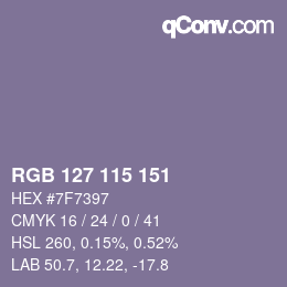 Código de color: RGB 127 115 151 | qconv.com