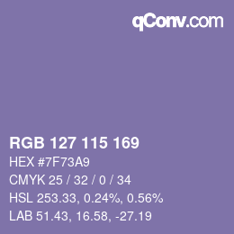 カラーコード: RGB 127 115 169 | qconv.com
