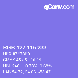 Color code: RGB 127 115 233 | qconv.com