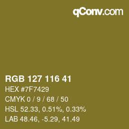 颜色代码: RGB 127 116 41 | qconv.com