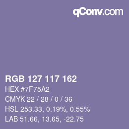 Color code: RGB 127 117 162 | qconv.com