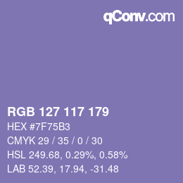 Código de color: RGB 127 117 179 | qconv.com