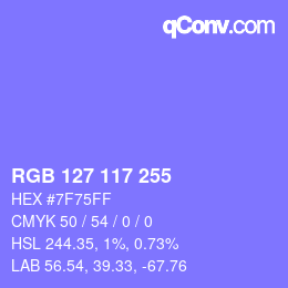 Color code: RGB 127 117 255 | qconv.com