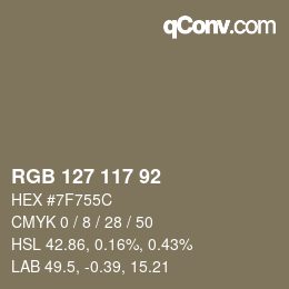 カラーコード: RGB 127 117 92 | qconv.com