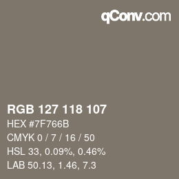 颜色代码: RGB 127 118 107 | qconv.com
