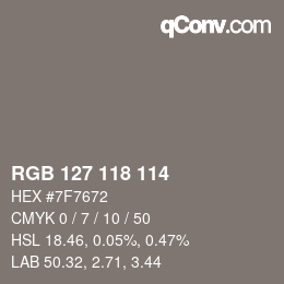 Code couleur: RGB 127 118 114 | qconv.com