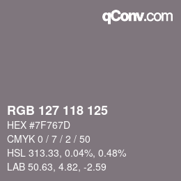 颜色代码: RGB 127 118 125 | qconv.com