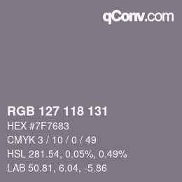 カラーコード: RGB 127 118 131 | qconv.com