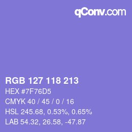 Farbcode: RGB 127 118 213 | qconv.com