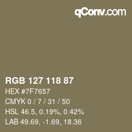 Code couleur: RGB 127 118 87 | qconv.com