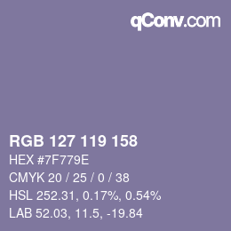 Color code: RGB 127 119 158 | qconv.com