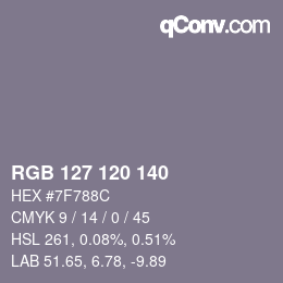 Color code: RGB 127 120 140 | qconv.com
