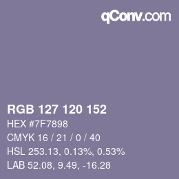 カラーコード: RGB 127 120 152 | qconv.com
