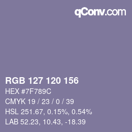颜色代码: RGB 127 120 156 | qconv.com
