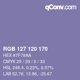 Code couleur: RGB 127 120 170 | qconv.com