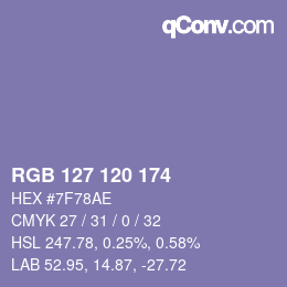 カラーコード: RGB 127 120 174 | qconv.com