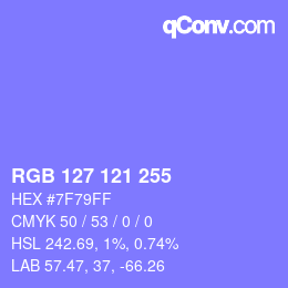 Color code: RGB 127 121 255 | qconv.com