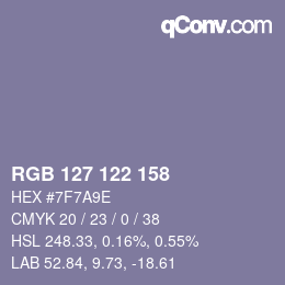 颜色代码: RGB 127 122 158 | qconv.com