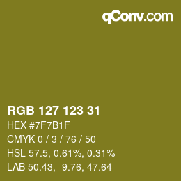 颜色代码: RGB 127 123 31 | qconv.com