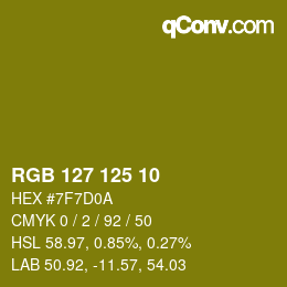 Color code: RGB 127 125 10 | qconv.com